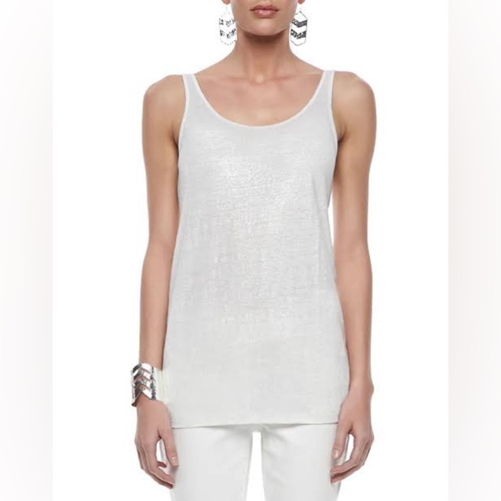 Eileen Fisher PL Silver Shimmer Metallic Tank Top